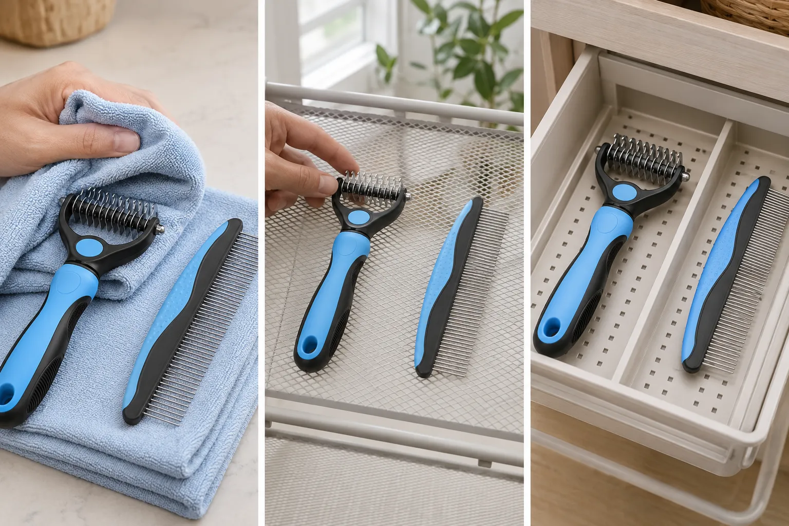 Conservative hand-cleaning routine for the Docrok grooming rake and comb