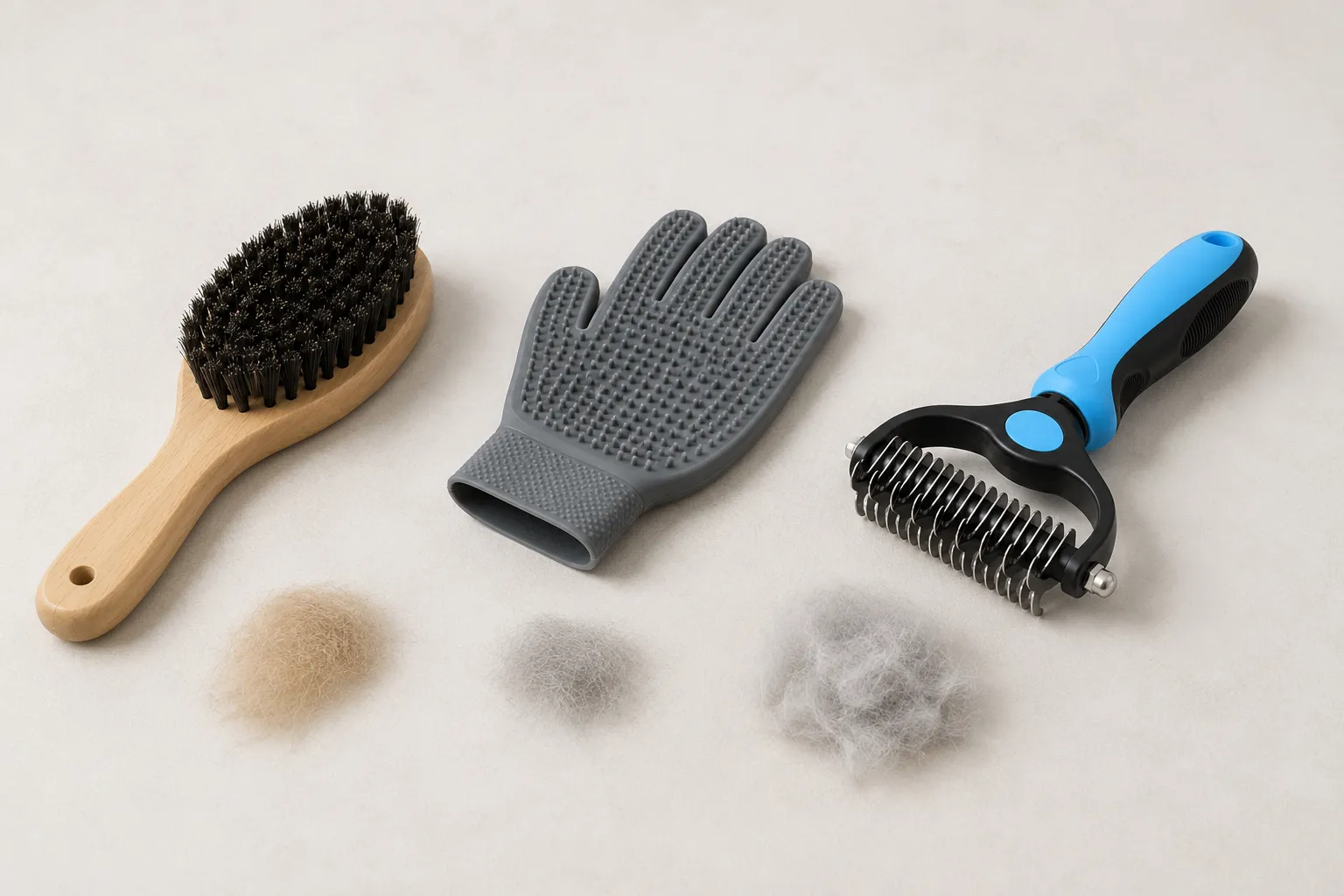 Common grooming tools for short-haired dogs and cats