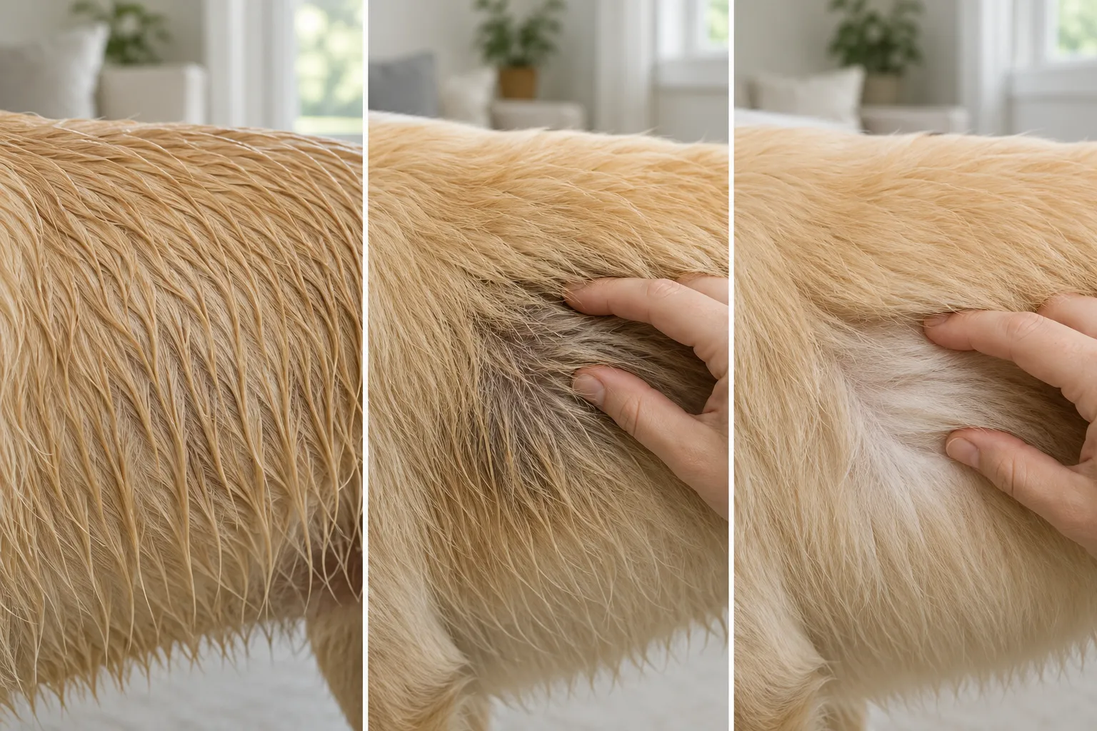 Difference between wet, damp, and fully dry pet fur