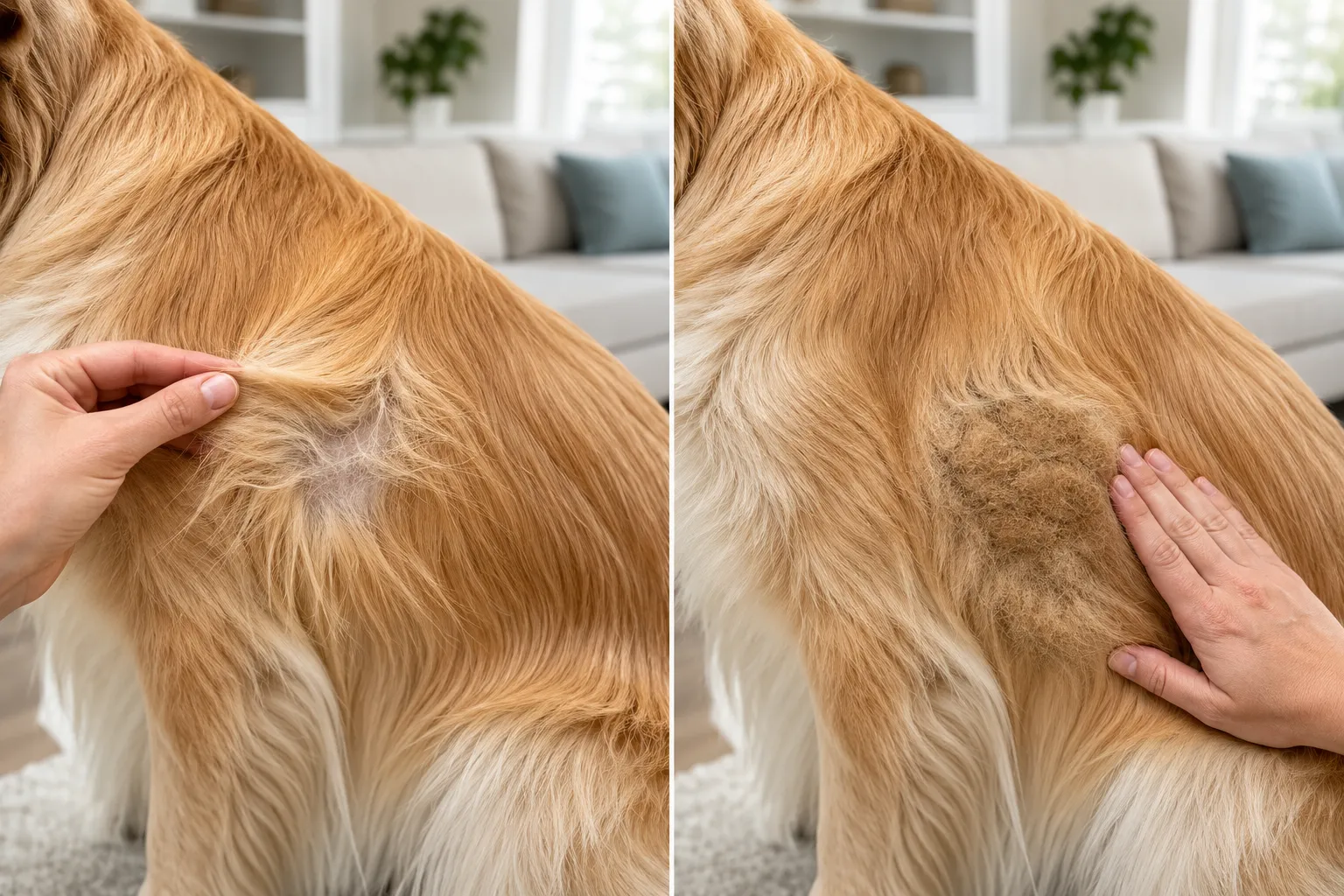 Difference between a light pet-fur tangle and a dense mat