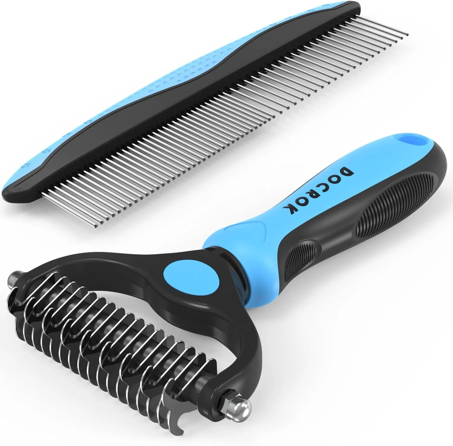 Docrok undercoat rake and metal grooming comb combo